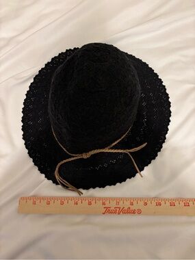 C.C Exclusives Black Crochet Wide Brim Sun Hat Boho Beach One Size